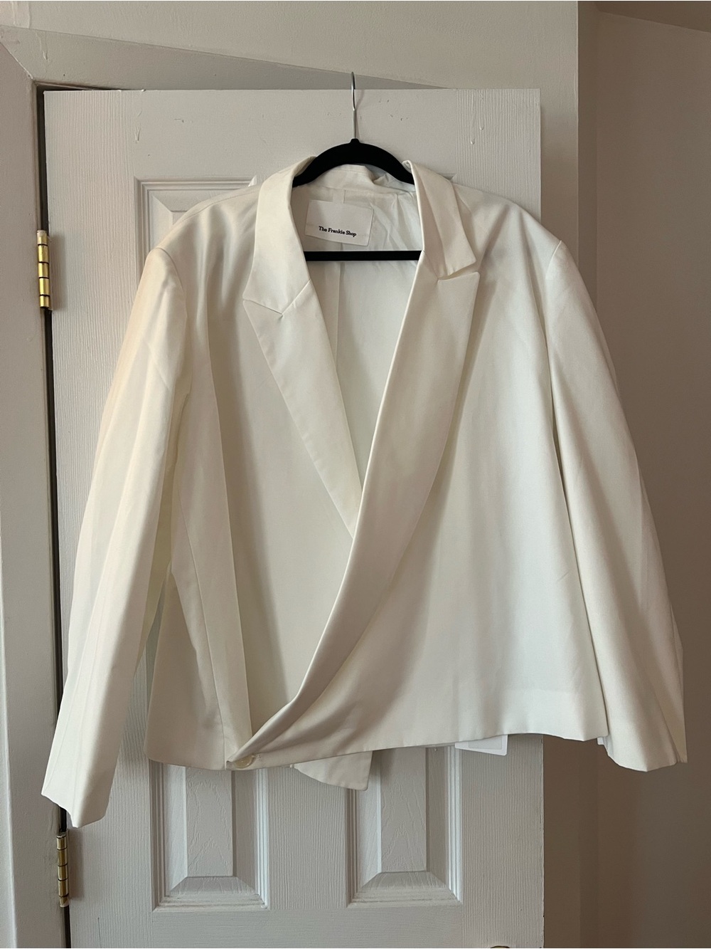 The Frankie Shop Cream Draped Wrap Blazer